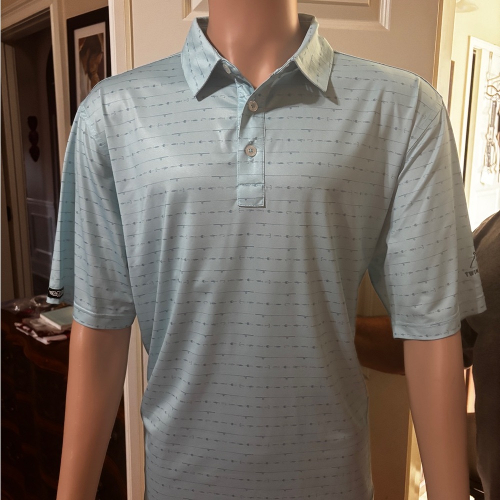 SD Collection Light Blue Men's Polo with Pattern